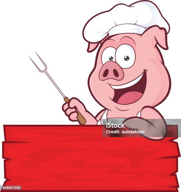 Pig Bbq Chef Stock Illustration - Download Image Now - Pig, Cartoon, Barbecue - Meal