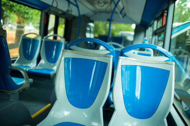 istock Seat places in modern city bus 648047806