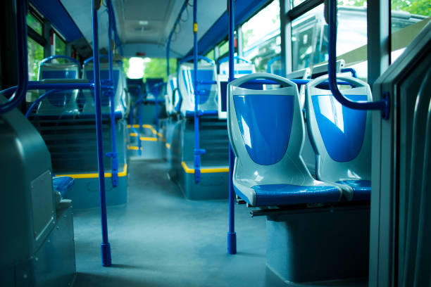 istock Seat places in modern city bus 648048220