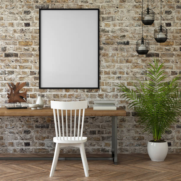 istock business interior office desk with chair and picture frame 648051240