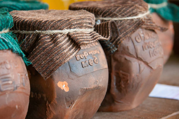 istock Abkhazia wild honey in Clay pot with cloth 648053952