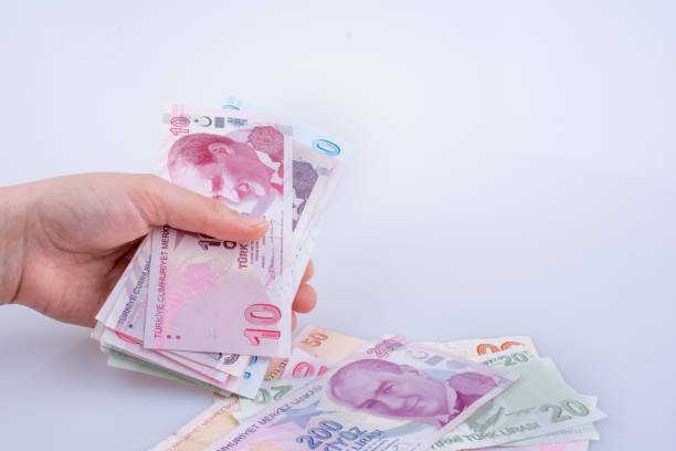 istock Hand holding Turksh Lira banknotes  in hand 648054966