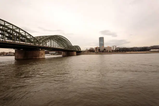 Cologne Hohenzollern-Bridge with River Rhine/ Germany