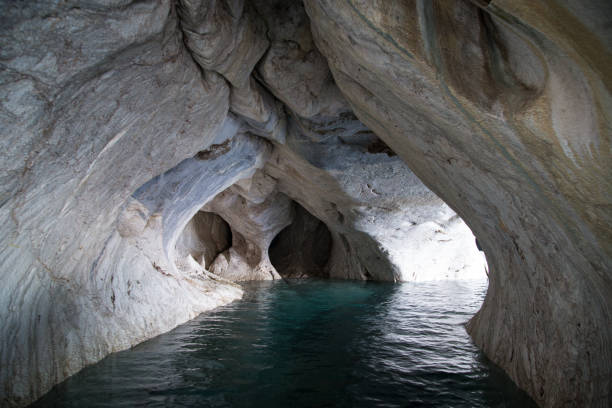 Part of Marble Caves in General Carrera lake, Patagonia, Chile stock photo