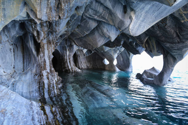 Part of Marble Caves in General Carrera lake, Patagonia, Chile stock photo