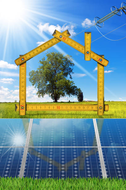 istock Project of Ecological House with Solar Panels 648059558