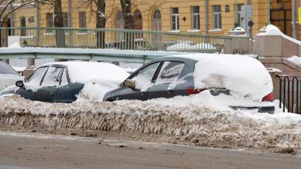 istock Autumn snowfall in the city. 648062128