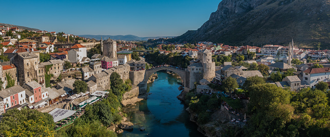 A panoramic picture of Mostar taken from the minaret of Koski Mehmed-Pasha Mosque.