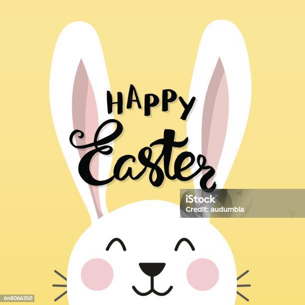 Easter Poster With A Cute Bunny Stock Illustration - Download Image Now - Easter Bunny, Vector, Design