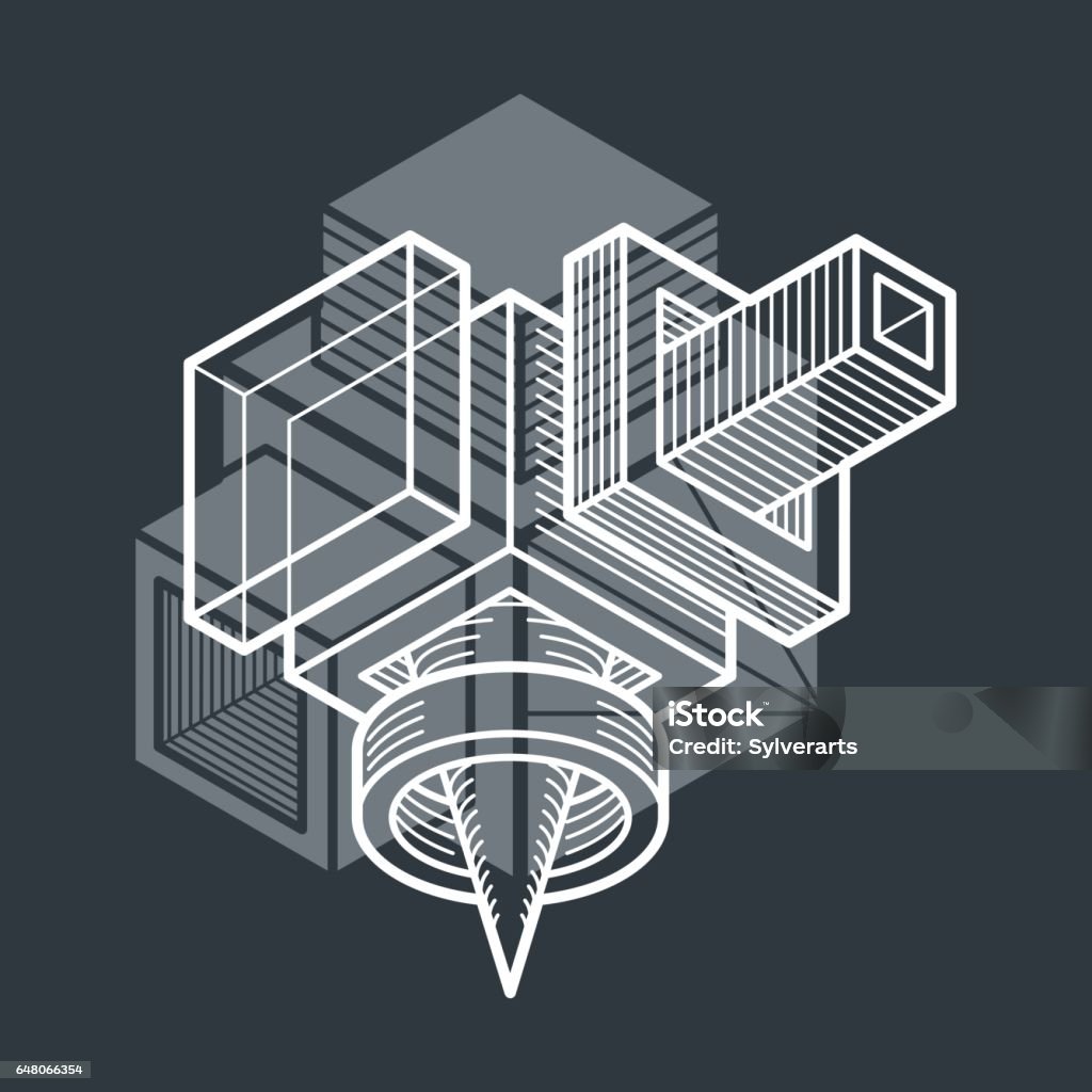 Engineer Shape Design Engineering Threedimensional Construction Abstract Vector Trigonometric ...