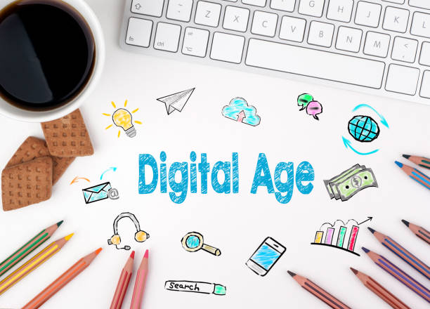 istock Digital Age, Business concept. White office desk 648068990