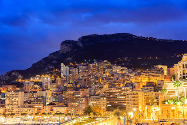 istock City Pier, Jetty In night, Monte Carlo architecture. 648069418