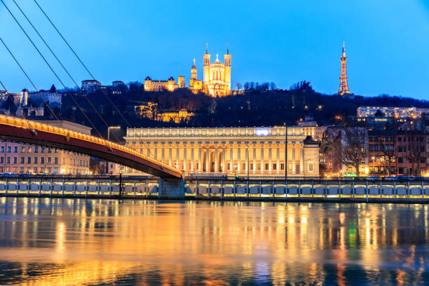 istock Famous church in Lyon with Saone river 648069672