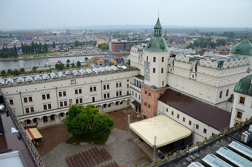 View of the Szczecin in Poland (rainy day)