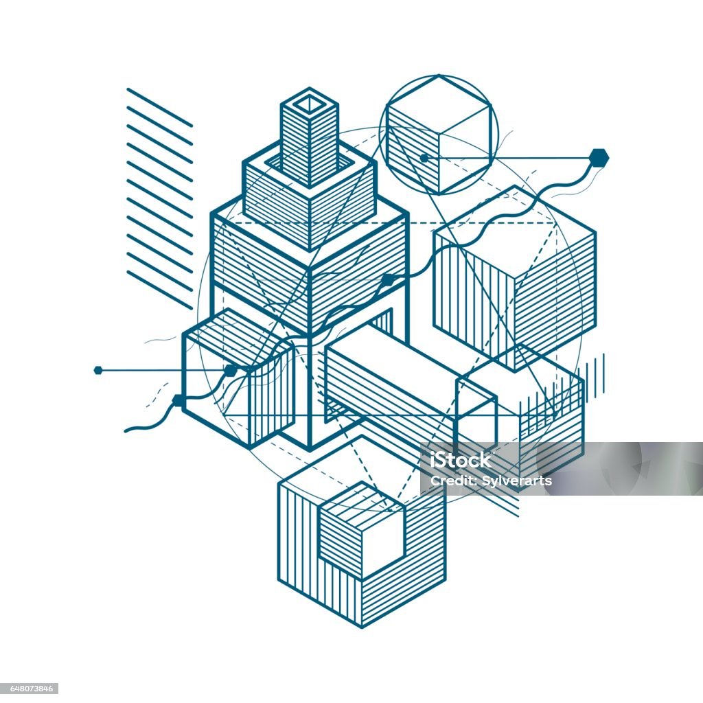 Vector Line Square 3d Lines And Shapes Abstract Vector Isometric 3d Background Layout Of ...