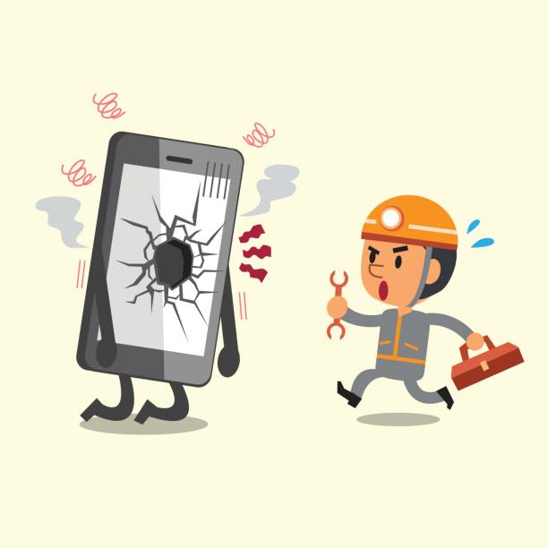 Cartoon Technician And Broken Smartphone Stock Illustration - Download  Image Now - Adult, Assistance, Broken - iStock