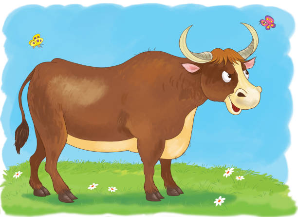 istock Farm animals. A bull. Illustration for children. Coloring page 648084226