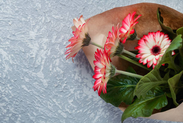 istock Top view of bouquet flowers gerbera 648091630