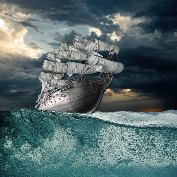 istock Sail ship in storm sea 648102204