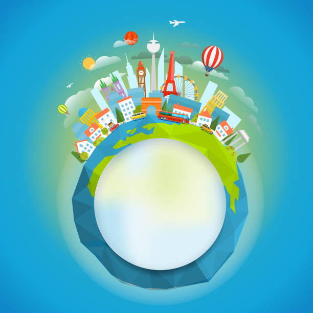 istock Vacation travelling concept. Vector travel illustration with different famous sights. Hello summer holidays concept 648113198