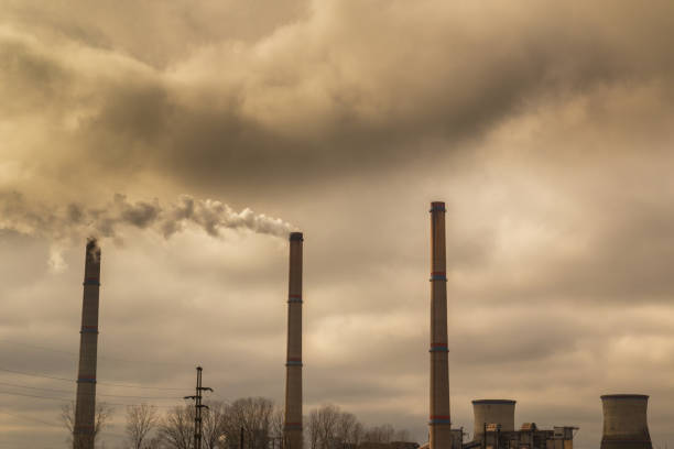 istock Industrial pollution and smoke from coal burning plant 648114062
