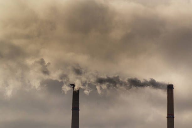 istock Industrial pollution and smoke from coal burning plant 648114082