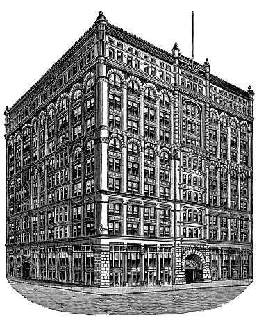Antique illustration of a Rookery Building