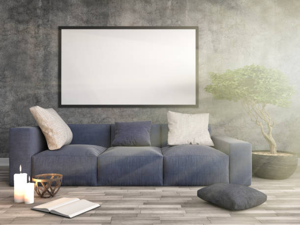 istock mock up poster frame in interior background. 3D Illustration 648140034