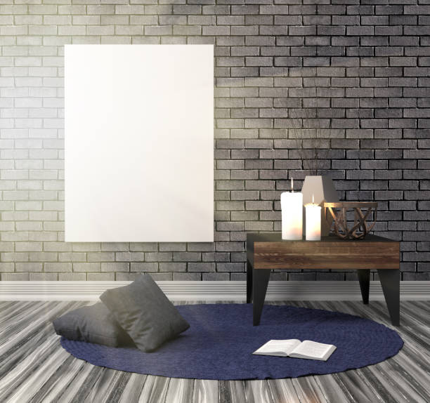 istock mock up poster frame in interior background. 3D Illustration 648141030
