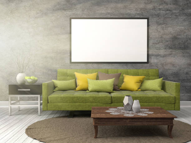 istock mock up poster frame in interior background. 3D Illustration 648145972