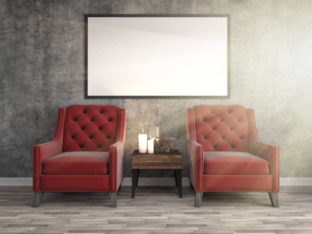 istock mock up poster frame in interior background. 3D Illustration 648146010