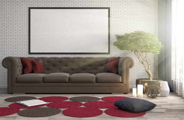 istock mock up poster frame in interior background. 3D Illustration 648146098