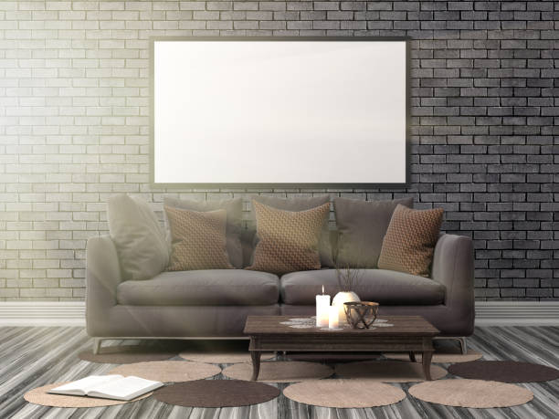 istock mock up poster frame in interior background. 3D Illustration 648146212
