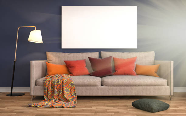 istock mock up poster frame in interior background. 3D Illustration 648146266