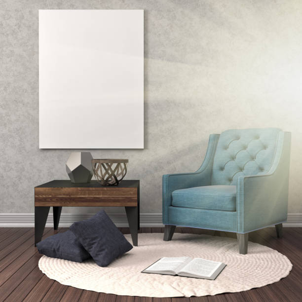 istock mock up poster frame in interior background. 3D Illustration 648146302