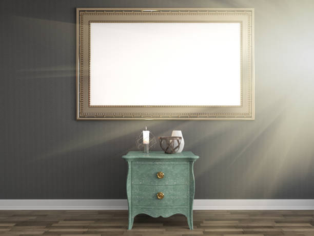 istock mock up poster frame in interior background. 3D Illustration 648147010