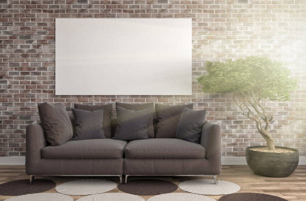 istock mock up poster frame in interior background. 3D Illustration 648147122