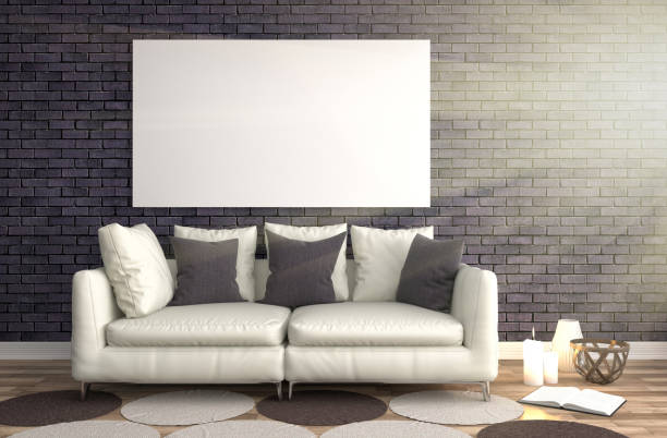 istock mock up poster frame in interior background. 3D Illustration 648148016