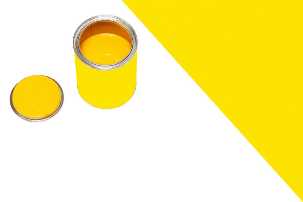 istock Bank of yellow paint on white background with empty space. 648151756
