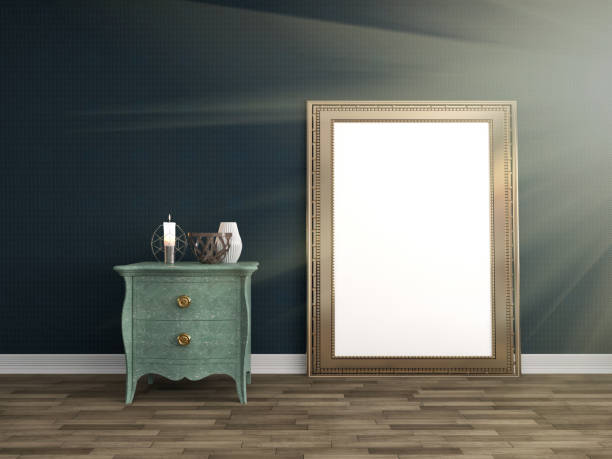 istock mock up poster frame in interior background. 3D Illustration 648154514
