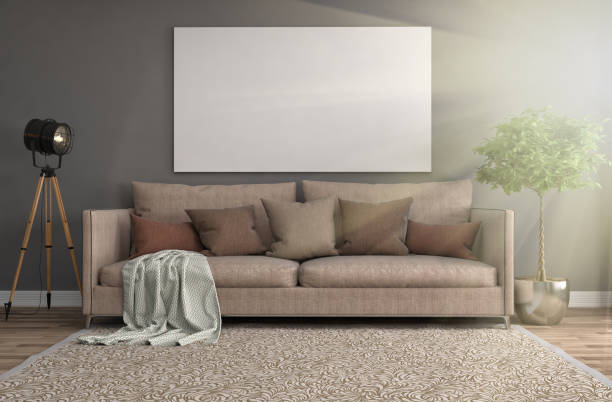 istock mock up poster frame in interior background. 3D Illustration 648161194