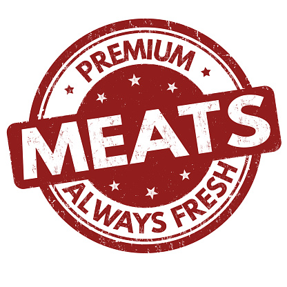Premium meats grunge rubber stamp on white background, vector illustration