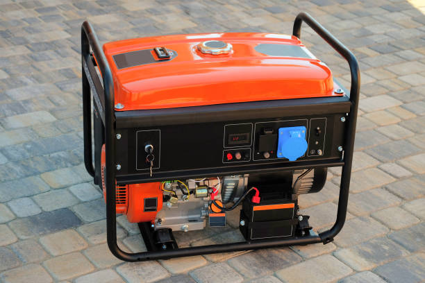 Gasoline portable generator for electric power supplies stock photo