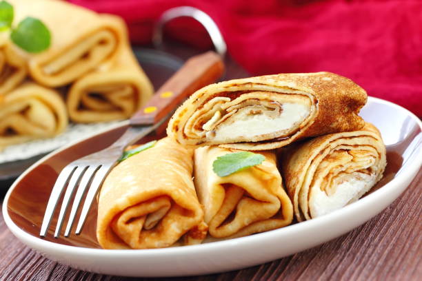 istock Rolled pancakes with cottage cheese 648171720