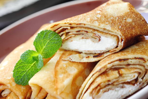 istock Rolled pancakes with cottage cheese 648171752