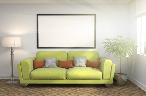 istock mock up poster frame in interior background. 3D Illustration 648175254