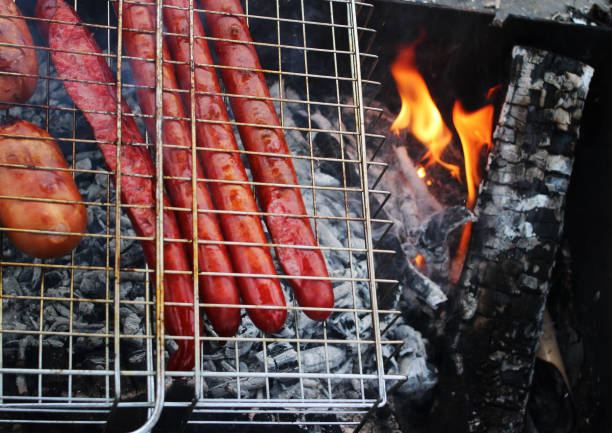 istock Grilled sausages on the smoke. 648175324
