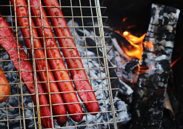istock Grilled sausages on the smoke. 648175352