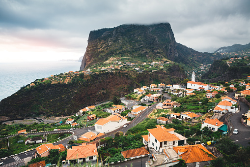 View on Penha de Aguia and village Faial on Madeira Island