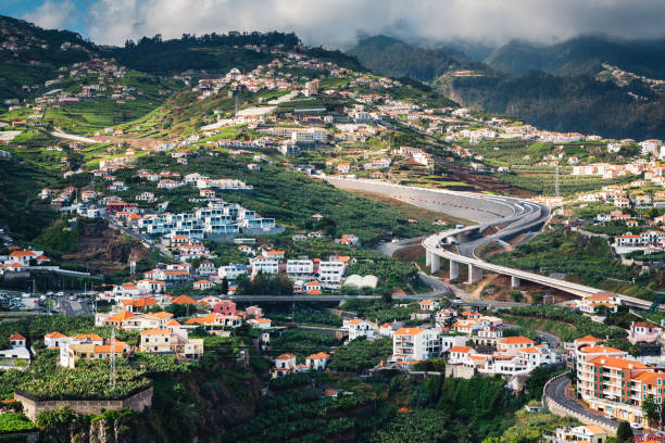 Freshly built highway road over Madeira hills on south side of the island.